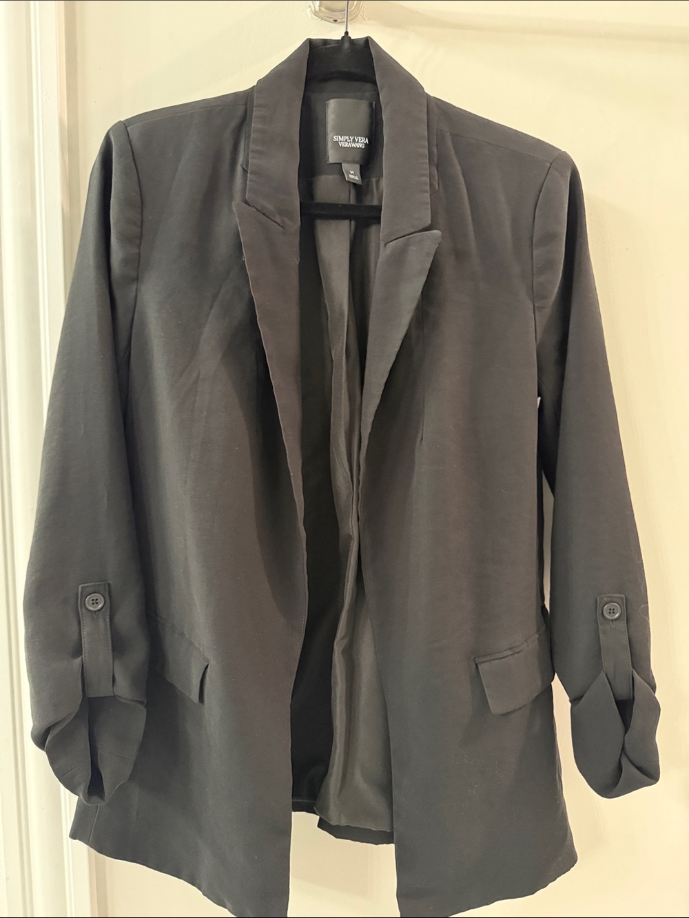 Simply Vera / Vera Wang Black Open-Front Draped Blazer